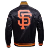San Francisco Giants Script Tail Satin Varsity Jacket Bl