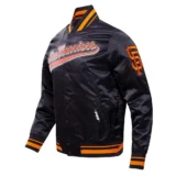 San Francisco Giants Script Tail Satin Varsity Jacket Black