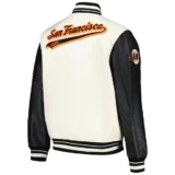 San Francisco Giants Script Tail Varsity Jacket Cream and Blac