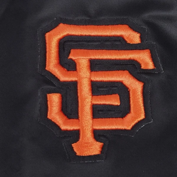 San Francisco Giants Script Tail Women’s Full-Snap Black Jacket Satin Va