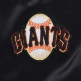 San Francisco Giants Script Tail Women’s Full-Snap Black Jacket Satin Var