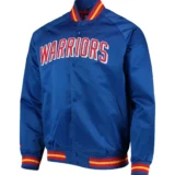 San Francisco Warriors Hardwood Classics Full-Snap Satin Royal Blue Jacket 75th Anniversary