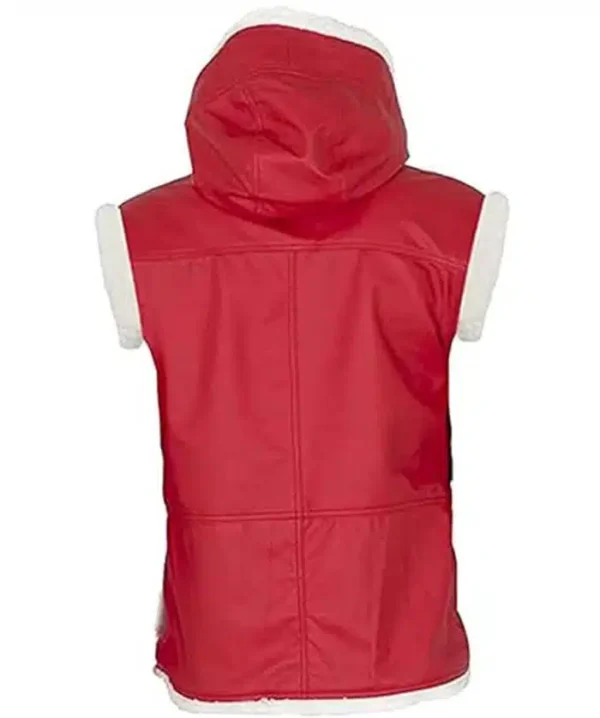 Santa Claus Christmas Hooded Red Leather Vest