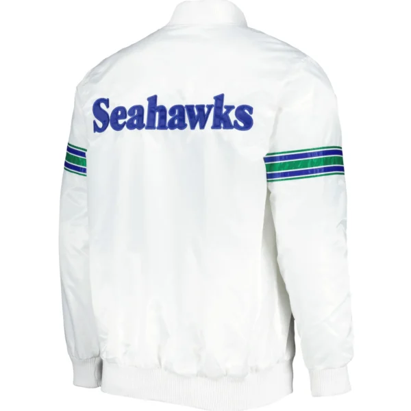 Seattle Seahawks Classic White Rib Satin Varsity Jacket