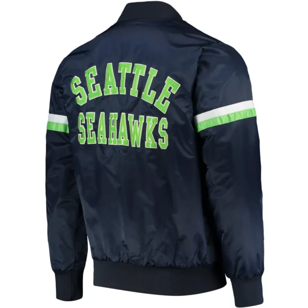 Seattle Seahawks Classic Rib Satin Varsity Navy Jacket