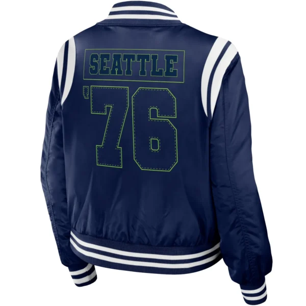 Seattle Seahawks Classic Rib Satin Varsity Zipper Jacket