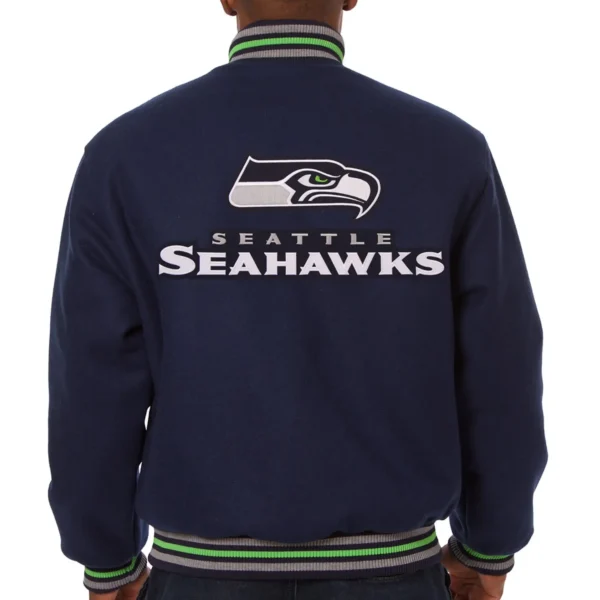 Seattle Seahawks Classic Rib Wool Varsity Navy Jacket