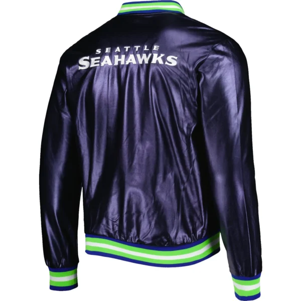 Seattle Seahawks Classic Vintage Satin Varsity Navy Jacket