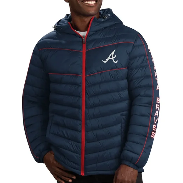 Splitter Soft Down Touch Atlanta Braves Navy Blue Puffer Jac