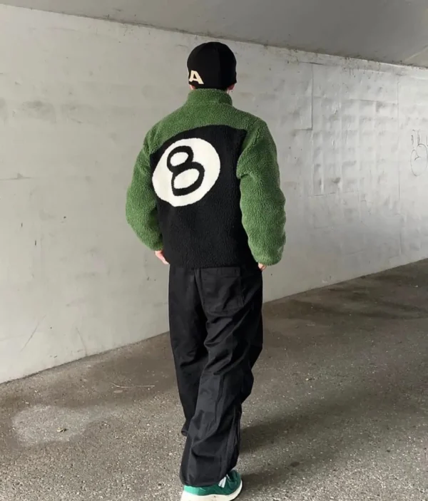 Stussy 8 Ball Sherpa Reversible Jacket Green