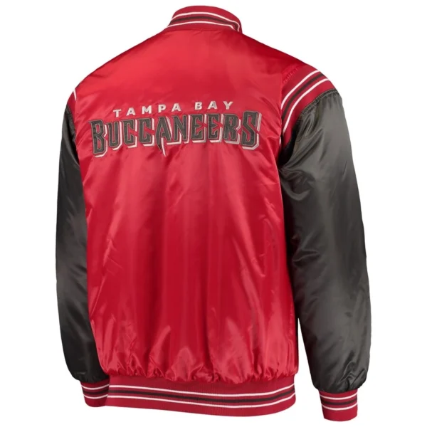 Tampa Bay Buccaneers Enforcer Full-Snap Black/Red Satin Varsity Jacket