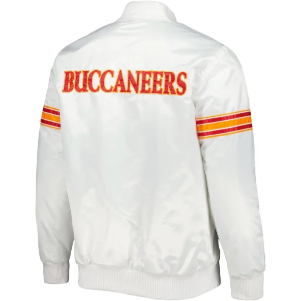 Tampa Bay Buccaneers Logo White Satin Varsity Jacket