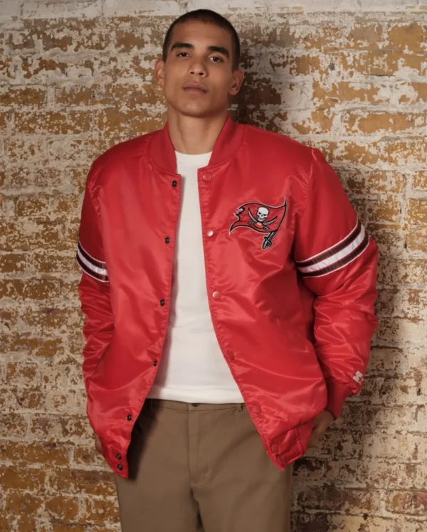 Tampa Bay Buccaneers Pick and Roll Red Satin Varsity Jacket