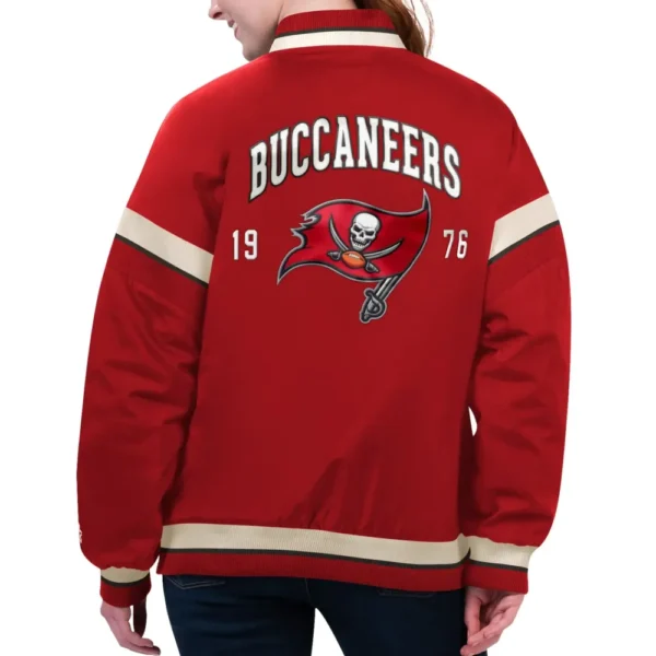 Tampa Bay Buccaneers Red Tournament Satin Varsity Jacket