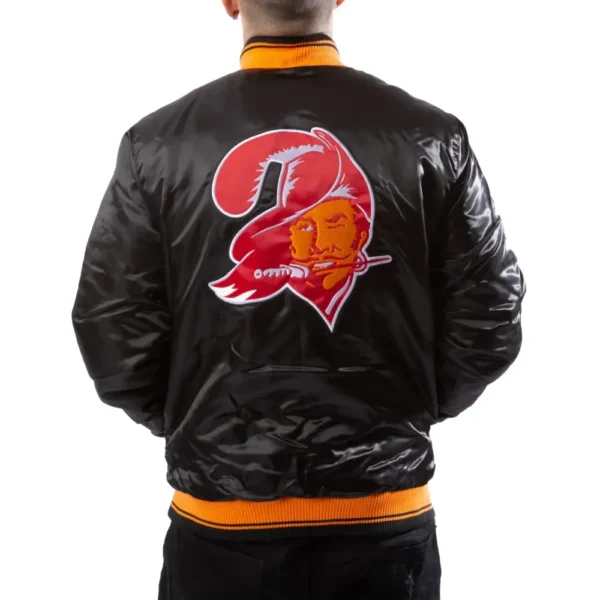 Tampa Bay Buccaneers Vintage Full Snap Satin Varsity Black Jacket