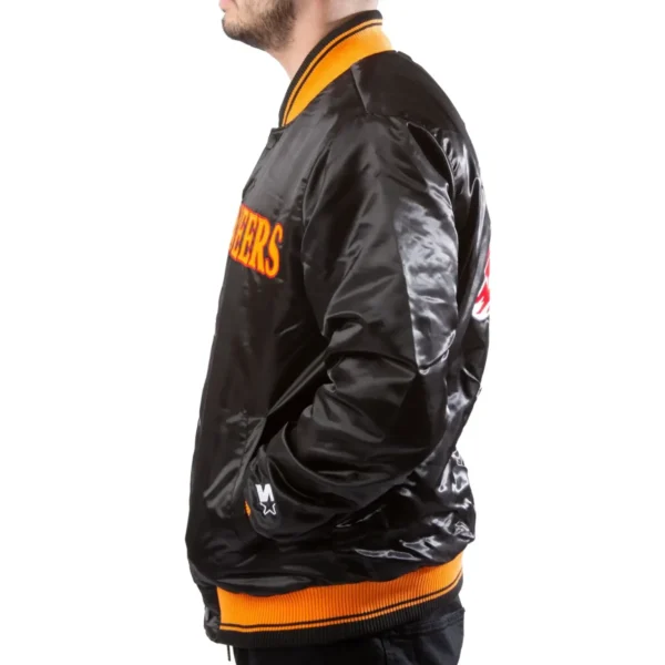 Tampa Bay Buccaneers Vintage Full Snap Satin Varsity Black Jacket