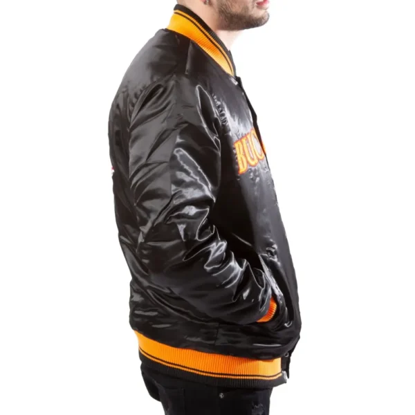 Tampa Bay Buccaneers Vintage Full Snap Satin Varsity Black Jacket