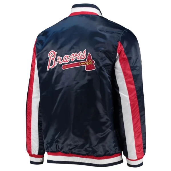 The Ace Navy Atlanta Braves Satin Varsity Jacket