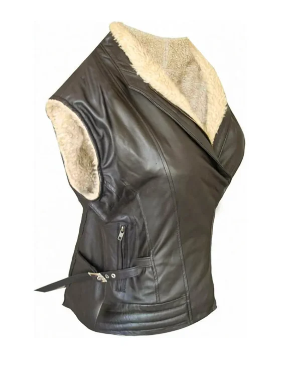 The Walking Dead Andrea Laurie Holden Brown Leather Vest