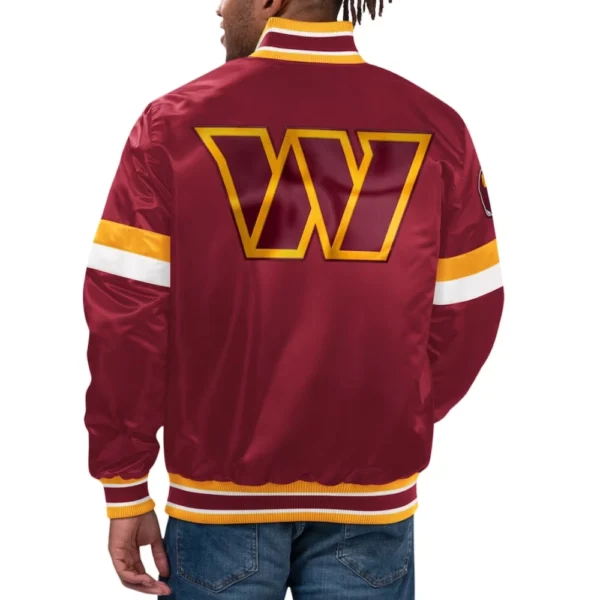 Washington Commanders Home Game Maroon Satin Varsity Jacket