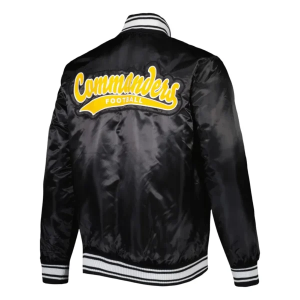 Washington Commanders Locker Room Black Satin Varsity Jacket