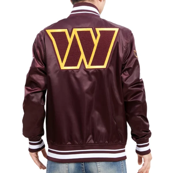 Washington Commanders Mashup Wine Full-Snap Satin Varsity Jacket