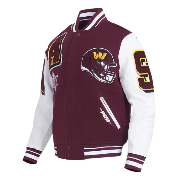 Washington Commanders Mashup Maroon/White Wool & Leather Varsity Jacket