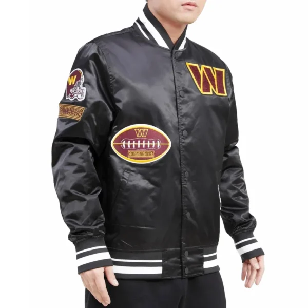 Washington Commanders Old English Black Satin Jacket