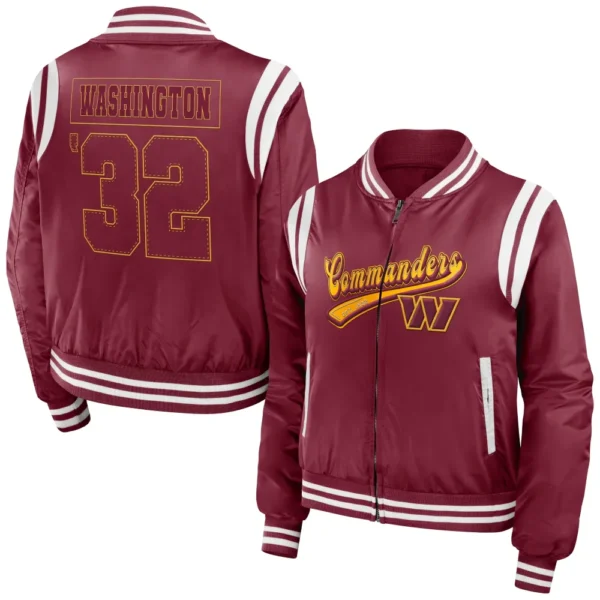 Washington Commanders Women’s Full-Zip Red Bomber Varsity Jacket