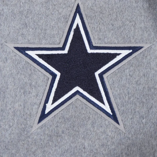 Dallas Cowboys Script Tail Rib Wool & Leather Gray/White Varsity