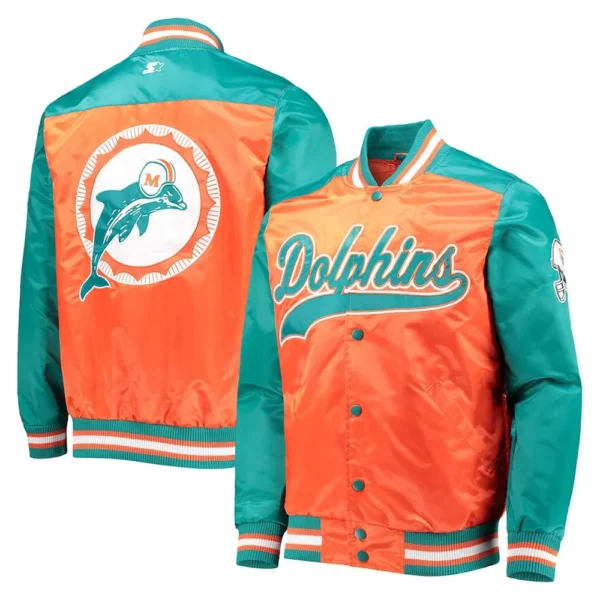 Orange The Tradition II Miami Dolphins Satin Jacket