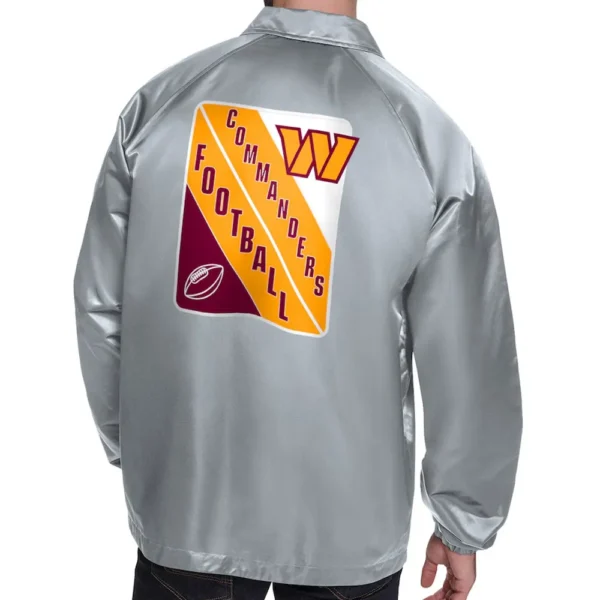 Washington Commanders Printed Logo Raglan Gray Coaches Jacket