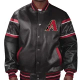 Arizona Diamondbacks Black Leather Full-Snap Bomber Jacket