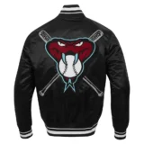 Arizona Diamondbacks Black Mashup Rib-Knitted Satin Varsity Jac