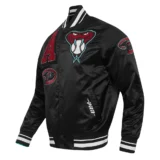 Arizona Diamondbacks Black Mashup Rib-Knitted Satin Varsity Jacke