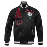 Arizona Diamondbacks Black Mashup Rib-Knitted Satin Varsity Jacket