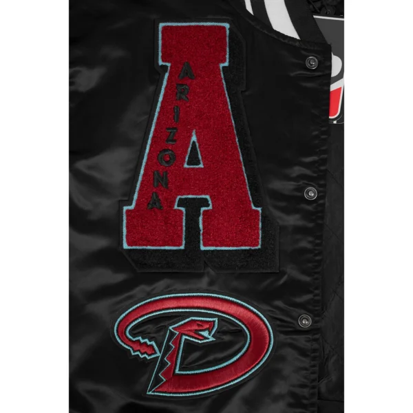 Arizona Diamondbacks Black Mashup Rib-Knitted Satin Varsityja