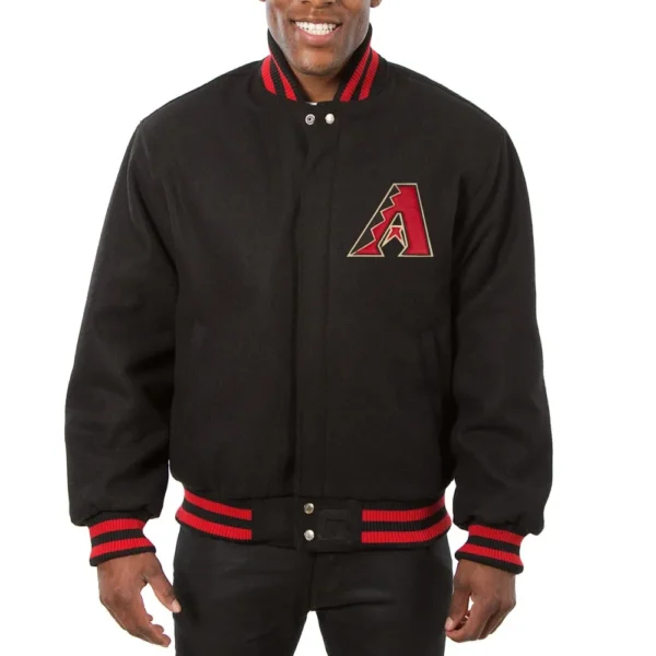 Arizona Diamondbacks Black One-Color Wool Varsity Jacket