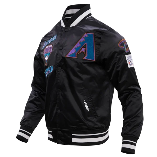 Arizona Diamondbacks Black Retro Classic Full-Snap Satin Varsity Jacke