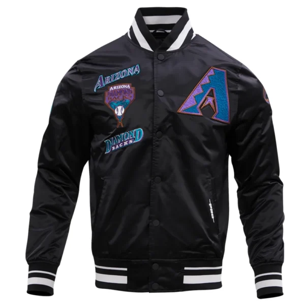 Arizona Diamondbacks Black Retro Classic Full-Snap Satin Varsity Jacket