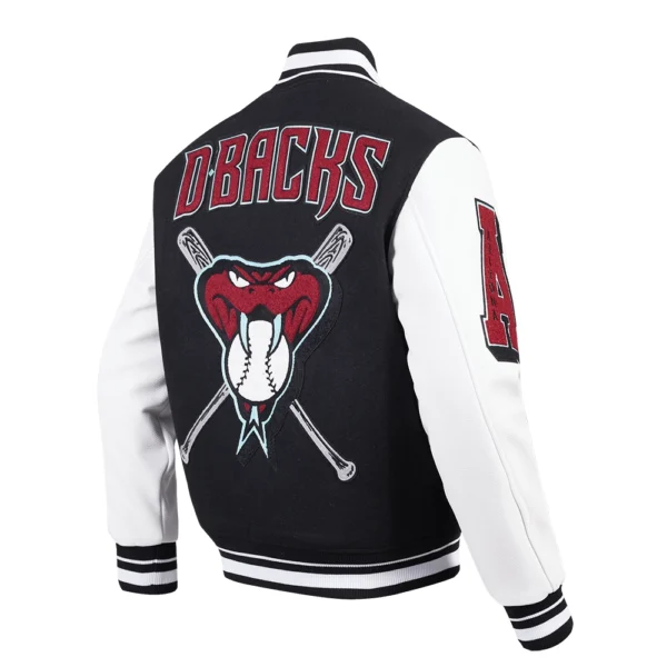 Arizona Diamondbacks Black&White Mashup Wool & Leather Varsity Jack