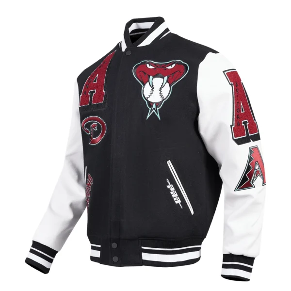 Arizona Diamondbacks Black&White Mashup Wool & Leather Varsity Jacke