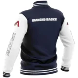 Arizona Diamondbacks Blue & White Rib-Knitted Full-Snap Wool Varsity Jacke