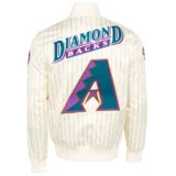 Arizona Diamondbacks Cream Pinstripe Full-Snap Satin Varsity Jacke