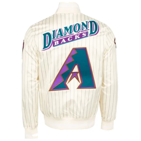 Arizona Diamondbacks Cream Pinstripe Full-Snap Satin Varsity Jacke