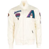 Arizona Diamondbacks Cream Pinstripe Full-Snap Satin Varsity Jacket