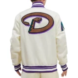 Arizona Diamondbacks Cream Retro Classic Full-Snap Satin Varsity Ja