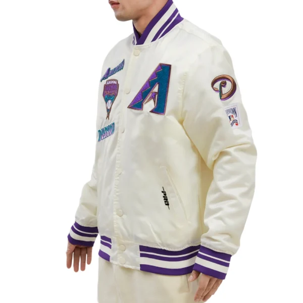 Arizona Diamondbacks Cream Retro Classic Full-Snap Satin Varsity Jacke