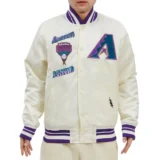 Arizona Diamondbacks Cream Retro Classic Full-Snap Satin Varsity Jacket