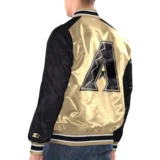 Arizona Diamondbacks Gold & Black Full-Snap Satin Varsity Jac